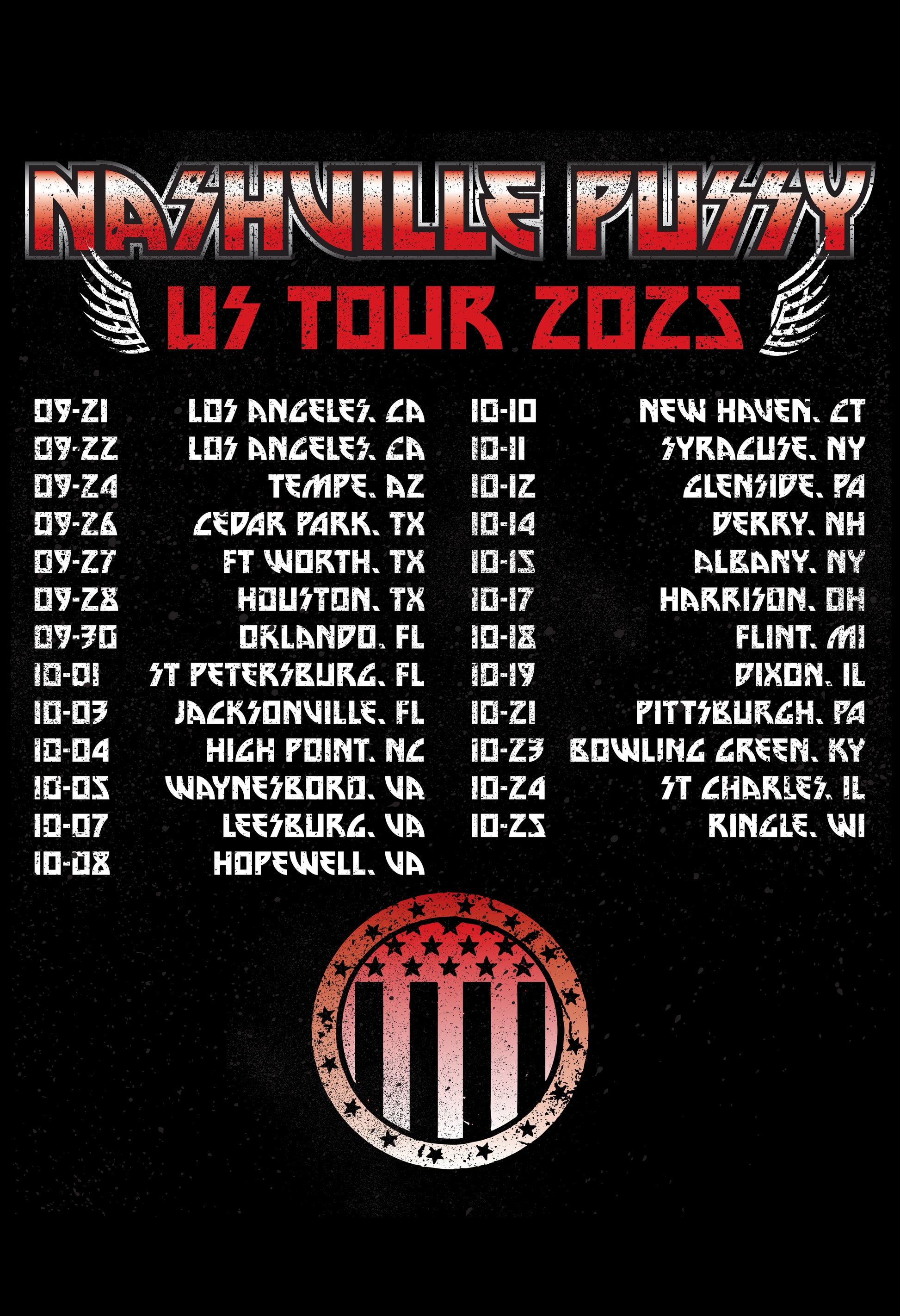 NASHVILLE PUSSY "2025 U.S. TOUR" T-SHIRT