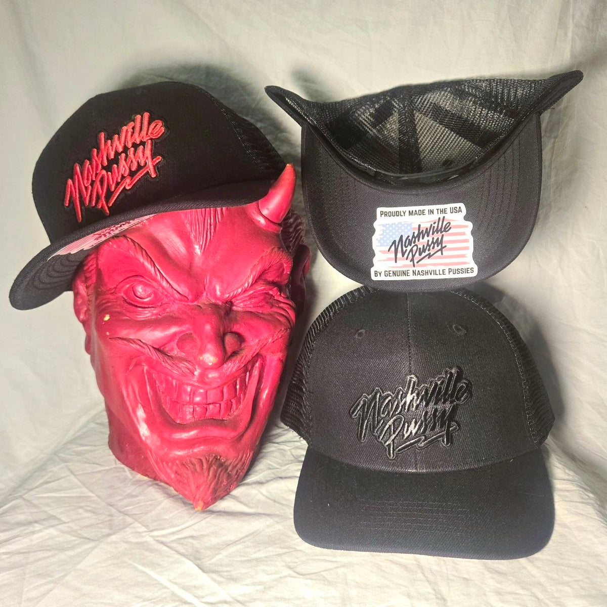 * NASHVILLE PUSSY EMBROIDERED TRUCKER HATS